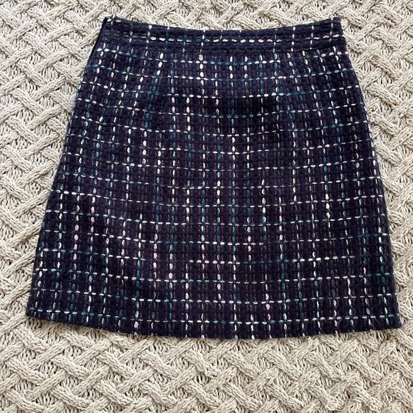 LOFT Petite Tweed Mini Skirt Multicolor Navy Pockets Lined 489329 Size 0 Petite - Picture 12 of 13
